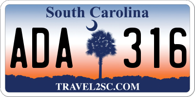 SC license plate ADA316