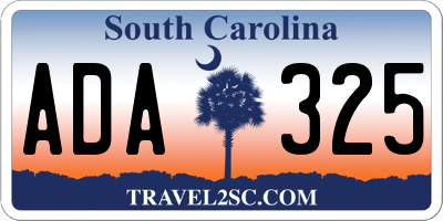 SC license plate ADA325