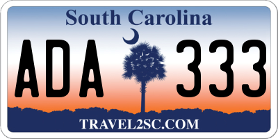 SC license plate ADA333