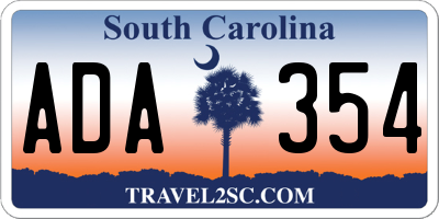 SC license plate ADA354