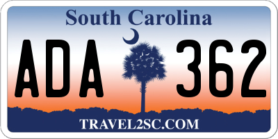 SC license plate ADA362