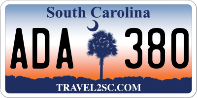SC license plate ADA380