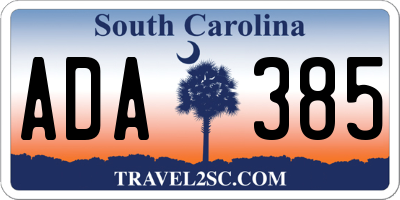 SC license plate ADA385