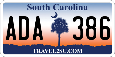 SC license plate ADA386