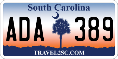 SC license plate ADA389