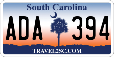 SC license plate ADA394