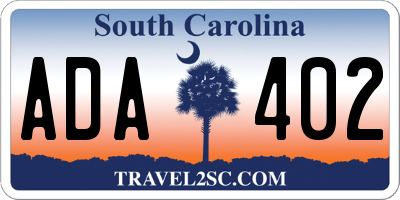 SC license plate ADA402