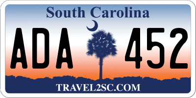 SC license plate ADA452