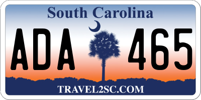SC license plate ADA465