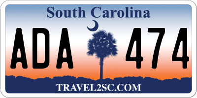 SC license plate ADA474