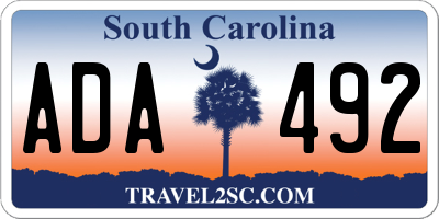 SC license plate ADA492