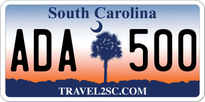 SC license plate ADA500