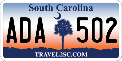 SC license plate ADA502