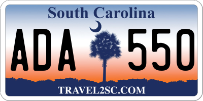 SC license plate ADA550