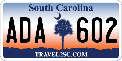 SC license plate ADA602