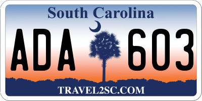 SC license plate ADA603