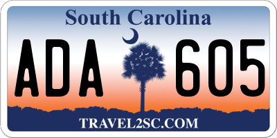 SC license plate ADA605