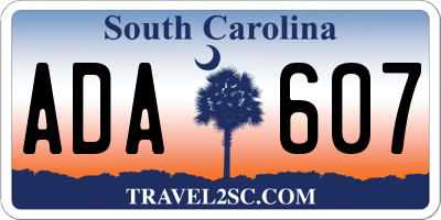 SC license plate ADA607
