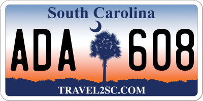 SC license plate ADA608