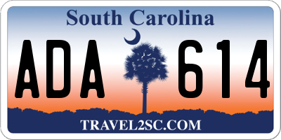 SC license plate ADA614