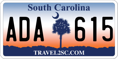 SC license plate ADA615