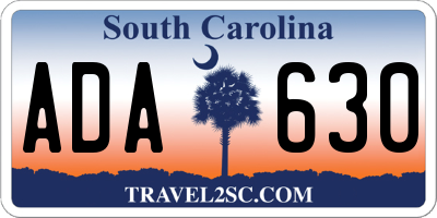 SC license plate ADA630