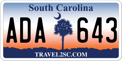 SC license plate ADA643