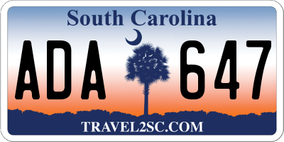 SC license plate ADA647