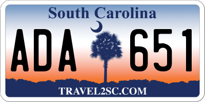SC license plate ADA651