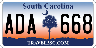 SC license plate ADA668