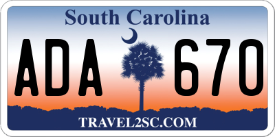 SC license plate ADA670
