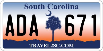 SC license plate ADA671