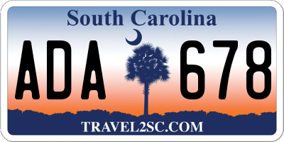 SC license plate ADA678