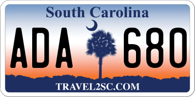 SC license plate ADA680