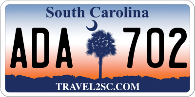SC license plate ADA702