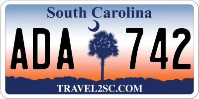 SC license plate ADA742