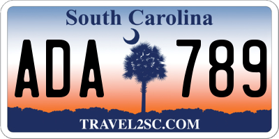 SC license plate ADA789