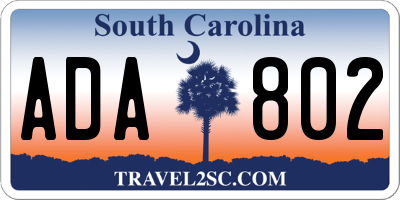 SC license plate ADA802