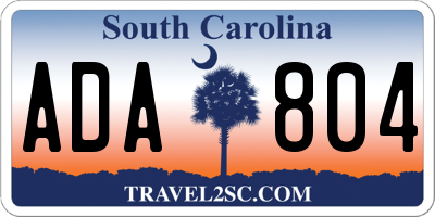 SC license plate ADA804