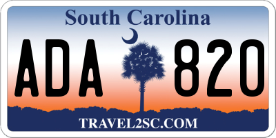 SC license plate ADA820