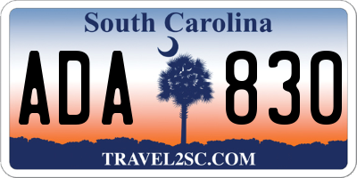 SC license plate ADA830