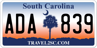 SC license plate ADA839