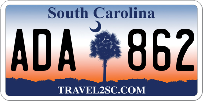 SC license plate ADA862