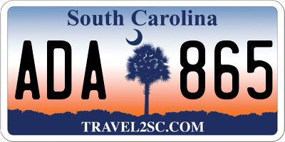 SC license plate ADA865