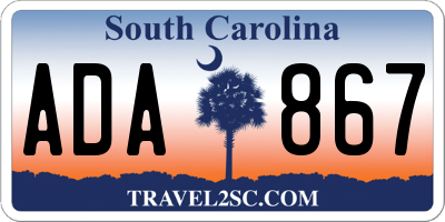 SC license plate ADA867