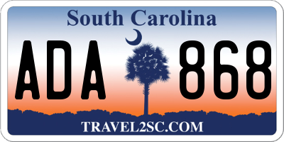 SC license plate ADA868