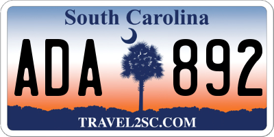 SC license plate ADA892
