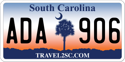 SC license plate ADA906