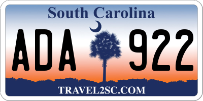 SC license plate ADA922