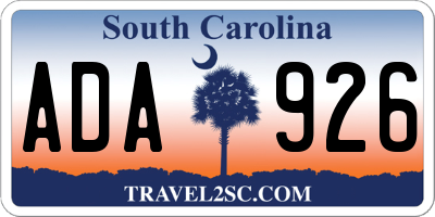 SC license plate ADA926